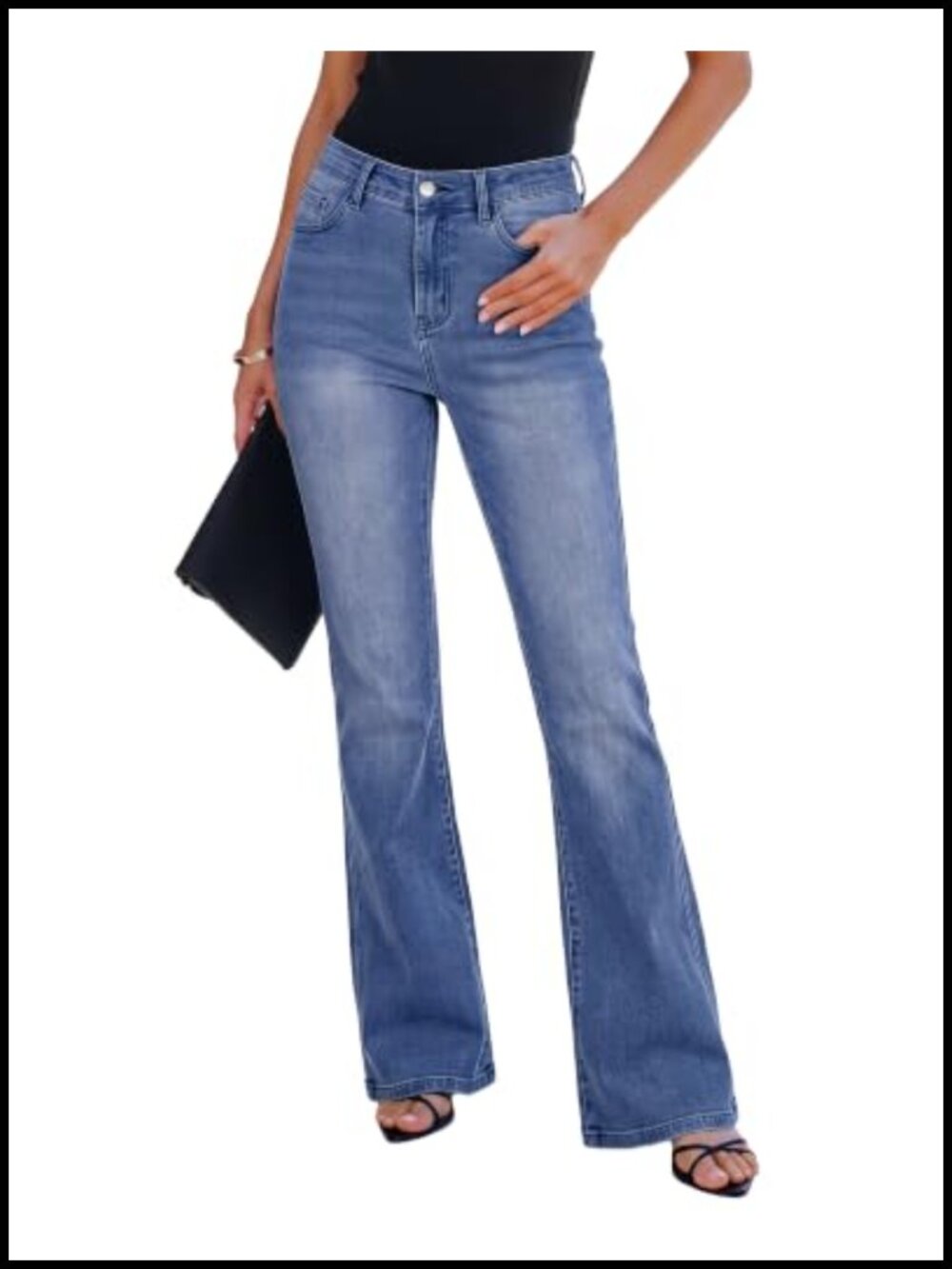 High Rise Flare Jeans Stretchy Denim Pants